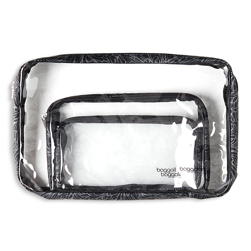 Baggallini Clear Travel Pouch Set In Midnight Blossom