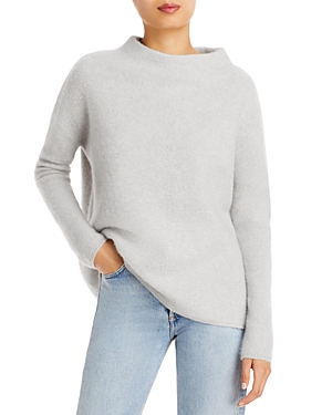C By Bloomingdale's Cashmere Mock Neck Brushed Cashmere Sweater - 100% Exclusive In Light Gray