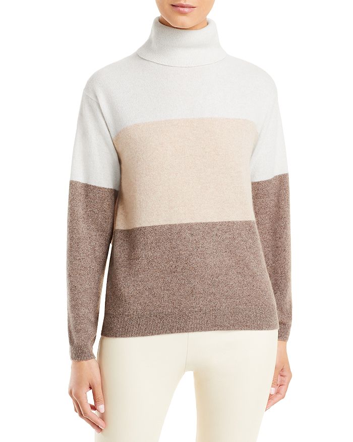 C by Bloomingdale's Cashmere C by Bloomingdale's Color Blocked Cashmere  Turtleneck Sweater - 100% Exclusive