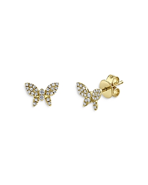 Moon & Meadow Diamond Butterfly Stud Earrings In 14k Yellow Gold, 0.16 Ct. T.w. - 100% Exclusive