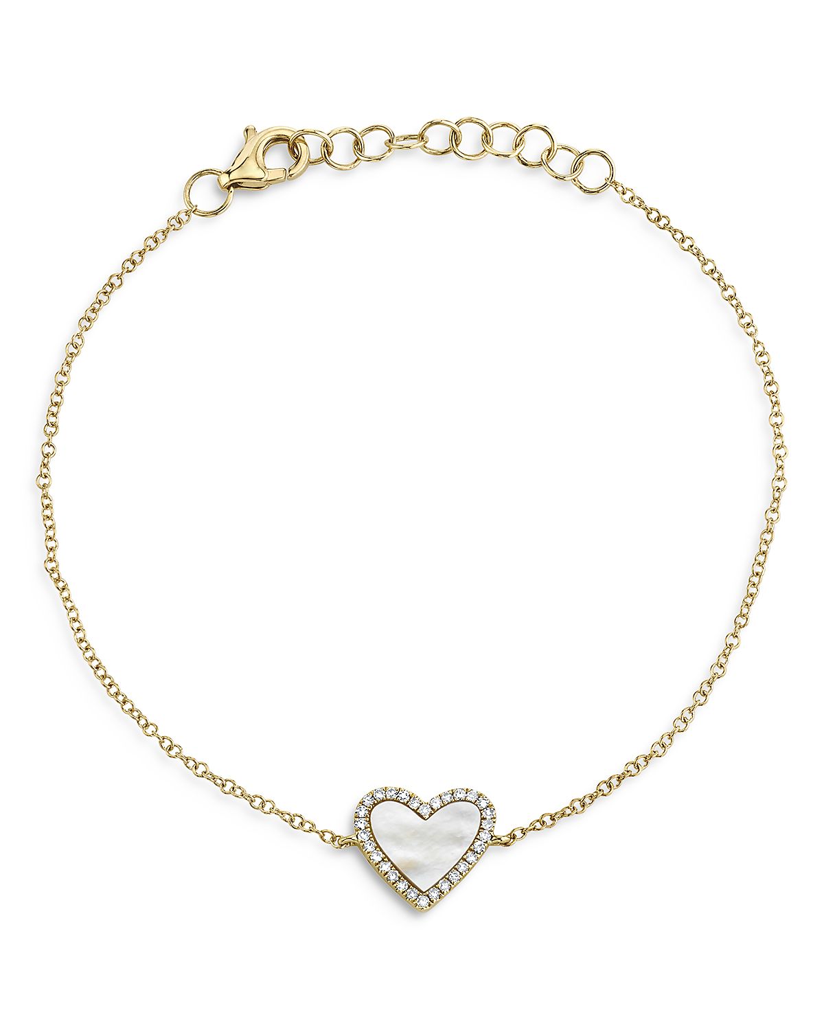 Moon & Meadow Diamond & Mother-of-Pearl Heart Chain Bracelet