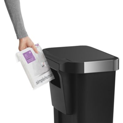 45 Liter Rectangular Liner Rim Kitchen Trash Can with Liner Pocket