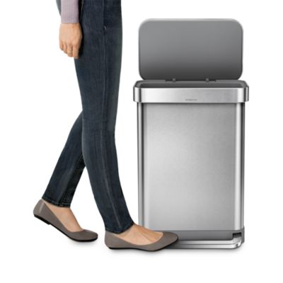 55 Liter Rectangular Kitchen Trash Can with Liner Pocket