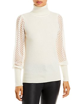 C by Bloomingdale's Cashmere - Mesh Sleeve Cashmere Turtleneck Sweater - 100% Exclusive