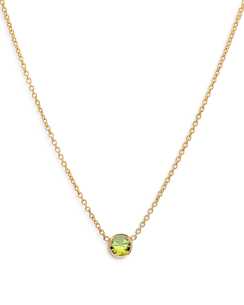 Zoe Lev 14K Yellow Gold Peridot Birthstone Solitaire Pendant Necklace, 16