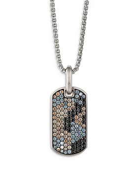 David Yurman - Streamline® Sterling Silver Tag Pendant with Pavé Black Diamonds, Cognac Diamonds and Color Change Garnets