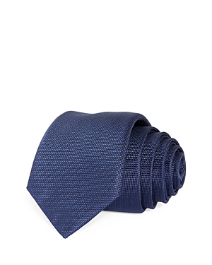 Hugo Boss Tonal Micro Dot Silk Skinny Tie In Dark Blue