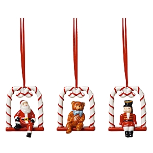 Villeroy & Boch Nostalgic Ornaments Santa On Swing, Set Of 3 In Multi