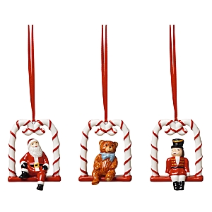 Villeroy & Boch Nostalgic Ornaments Santa On Swing, Set Of 3