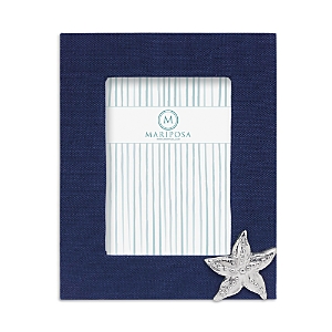 Mariposa Navy Blue Linen With Starfish Frame, 5 X 7