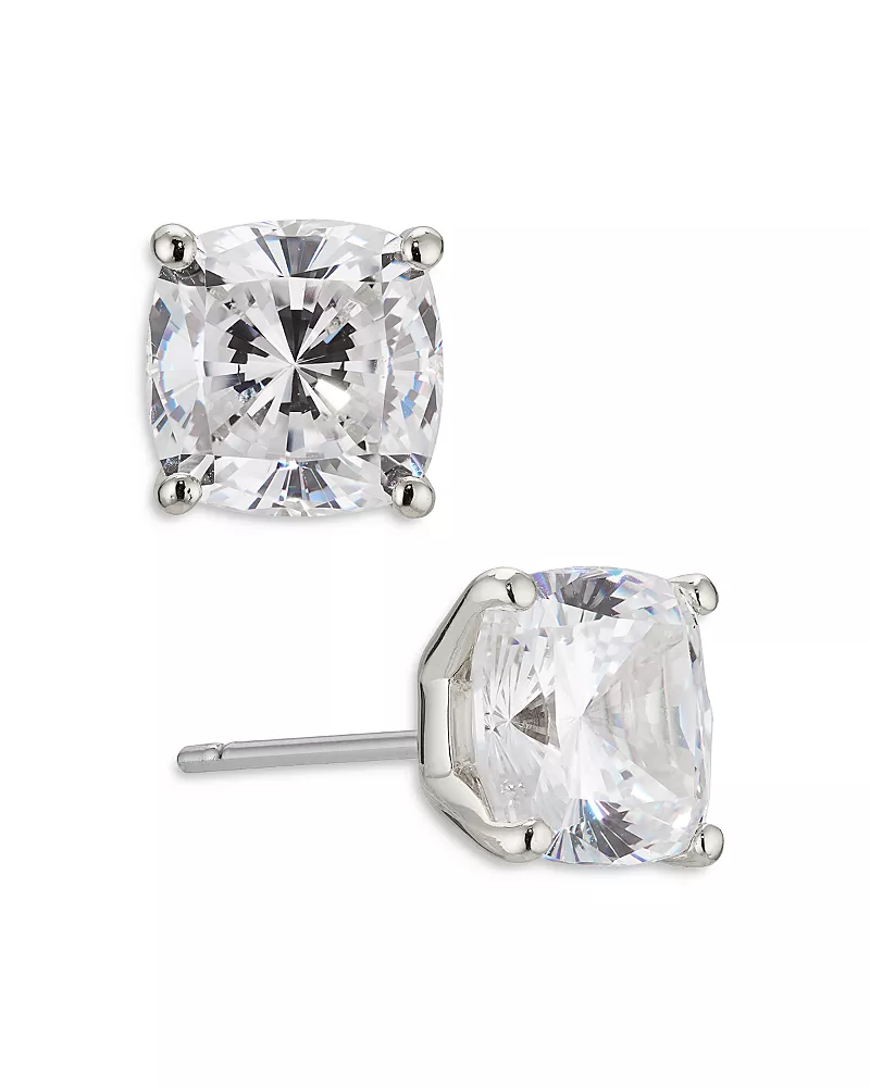 Nadri Modern Love Cushion Cut Cubic Zirconia Stud Earrings