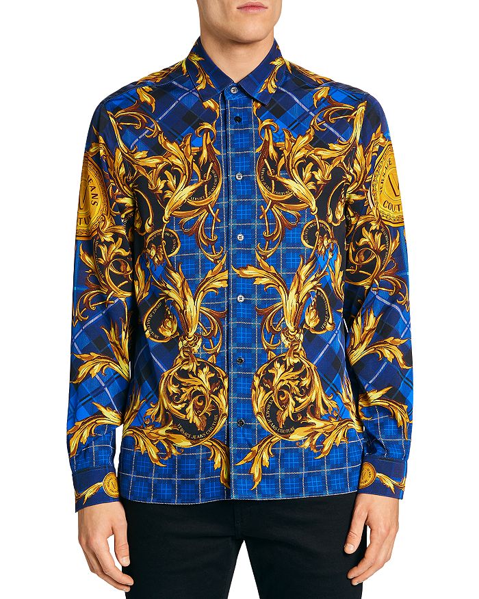 Versace Jeans Couture Tartan Baroque Print Regular Fit Shirt ...