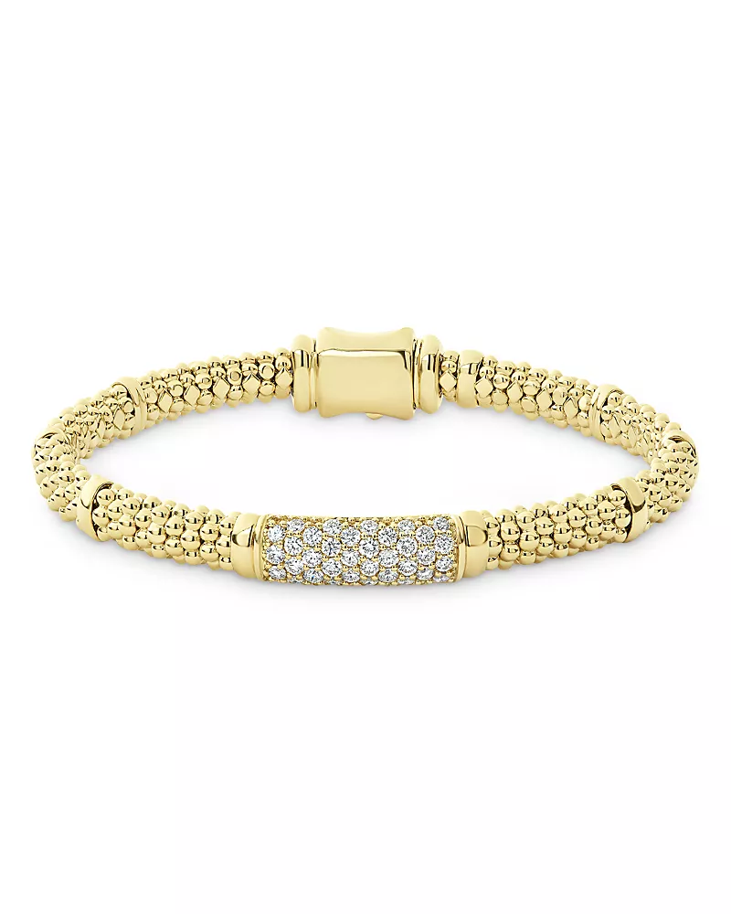Lagos 18K Yellow Gold Caviar Bracelet with Diamonds - Exclusive