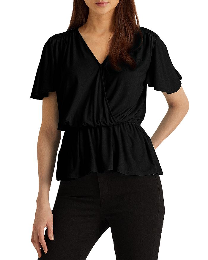 Ralph Lauren Knit Peplum Top Bloomingdale's