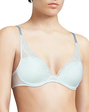 Passionata By Chantelle Brooklyn Plunge Lace T-shirt Bra In Ballad Blue