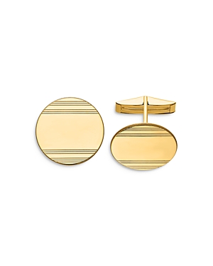 Men's Circular With Line Design Cuff Links in 14K Yellow Gold - 100% Exclusive