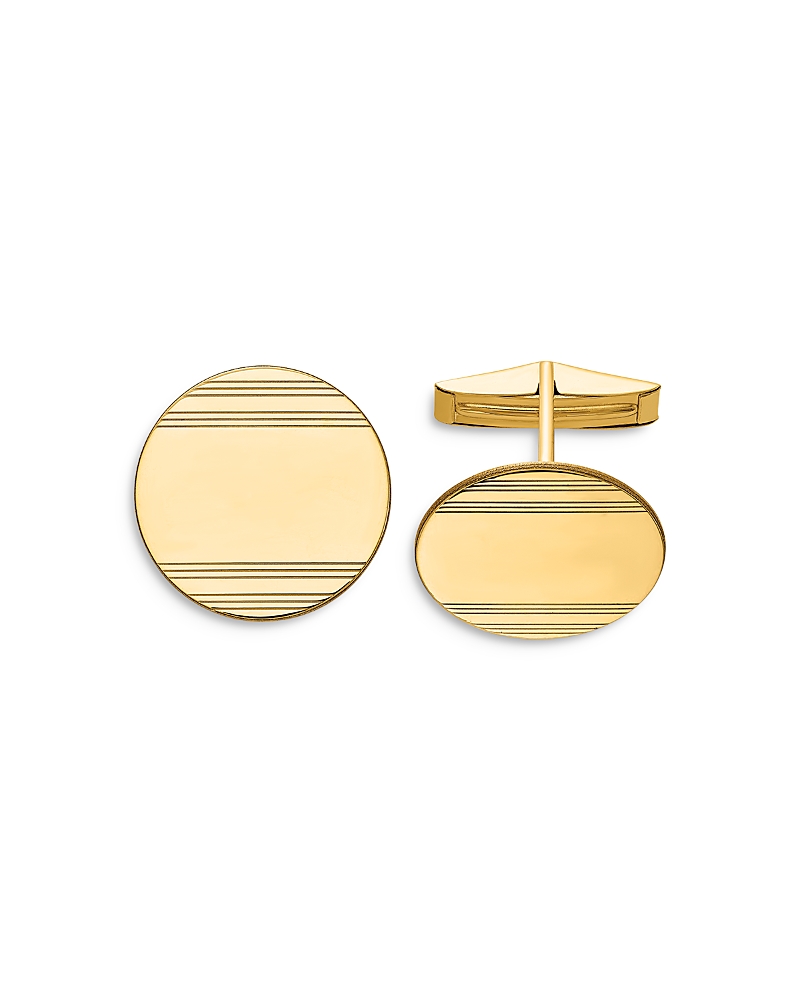 Bloomingdale's Men's Circular With Line Design Cuff Links In 14k Yellow Gold - Exclusive In Gold