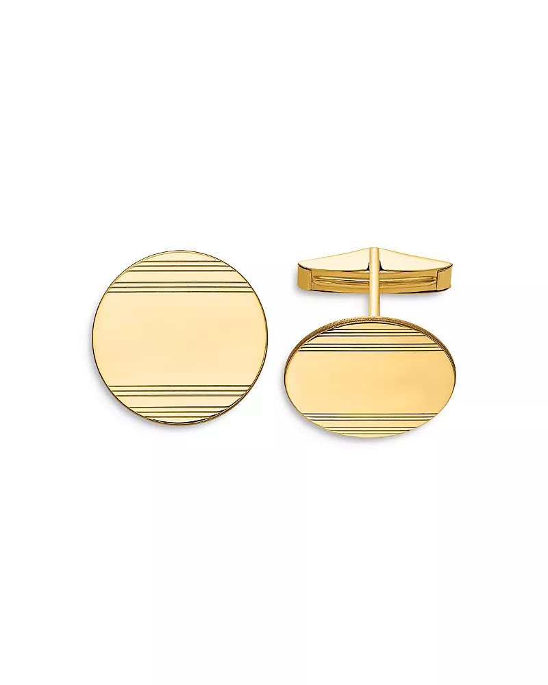 Bloomingdale's Fine Collection Men's Circular With Line Design Cuff Links in 14K Yellow Gold