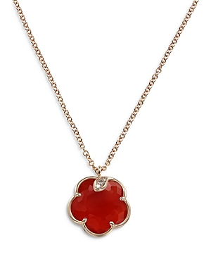 Shop Pasquale Bruni 18k Rose Gold Petit Joli Necklace With Carnelian & Diamonds, 16.7 In Red/ Rose Gold