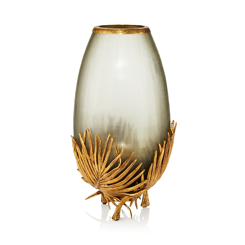 Michael Aram Palm Medium Glass Vase In Gold