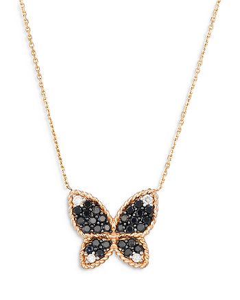 Bloomingdale's - Black & White Diamond Butterfly Pendant Necklace in 14K Yellow Gold - 100% Exclusive