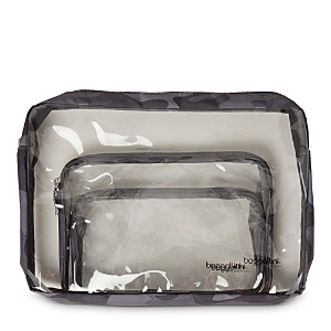 Baggallini Clear Travel Pouch Set In Dark Gray Camo