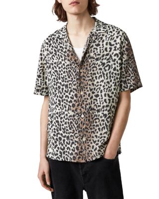 ALLSAINTS Reserve Leopard Print Relaxed Fit Button Down Camp Shirt
