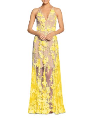 Dress the Population Sidney Illusion Skirt Floral Appliqu Lace Gown |  Bloomingdale's Women