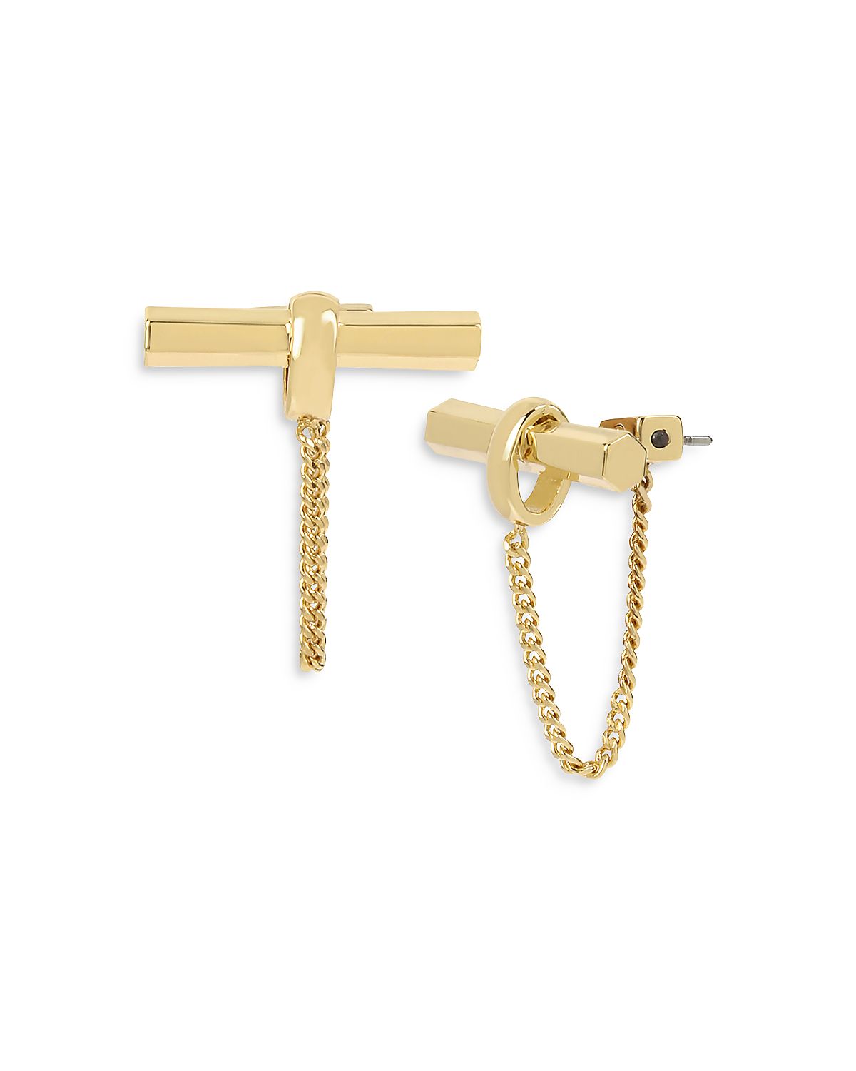 Allsaints Toggle Bar Front Back Earrings