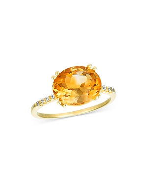 Bloomingdale's Oval Citrine & Diamond Ring in 14K Yellow Gold - 100% Exclusive (630141376926) photo