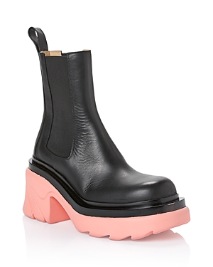 Bottega Veneta Flash Chunky Ankle Boots In Black Flamingo