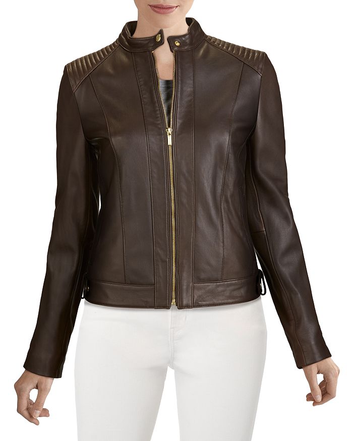 Cole Haan Leather Zip Jacket | Bloomingdale's