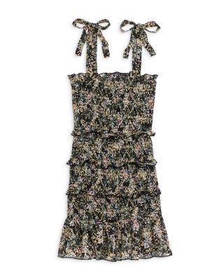 Katiejnyc Girls' Floral-print Tiered Smocked Dress - Big Kid In Black Floral