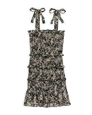 Katiejnyc Girls' Floral-print Tiered Smocked Dress - Big Kid In Black Floral