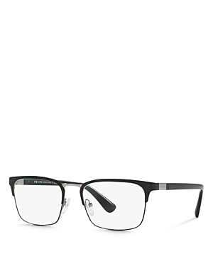 Prada Rectangle Clear Glasses, 57mm In Matte Black