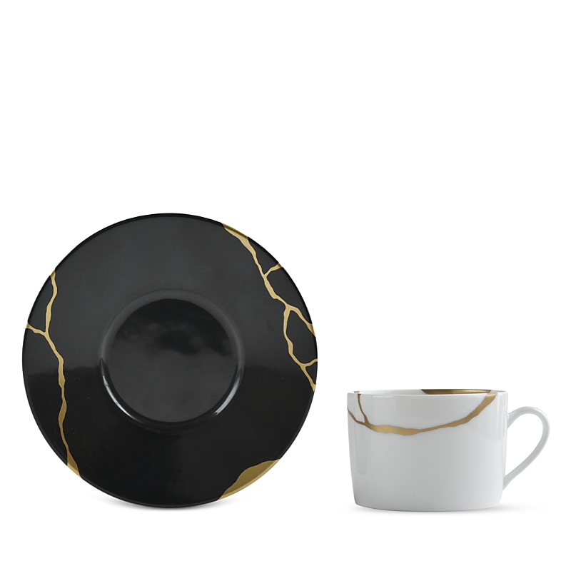 Shop Bernardaud Kintsugi Charbon Tea Saucer In Black