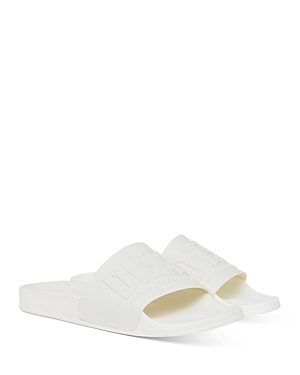 Diesel Embossed-logo Pool Sliders In White