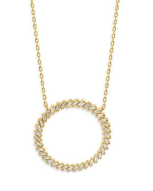 Bloomingdale's Baguette Diamond Circle Pendant Necklace In 14k Yellow Gold, 0.50 Ct. T.w. - 100% Exclusive In White/gold