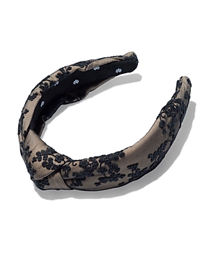 Lele Sadoughi Floral Lace Knot Headband In Black