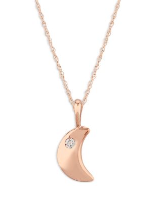 Bloomingdale's Fine Collection Diamond Moon Pendant Necklace in 14K Rose Gold, 0.03 ct. t. w. - Exclusive