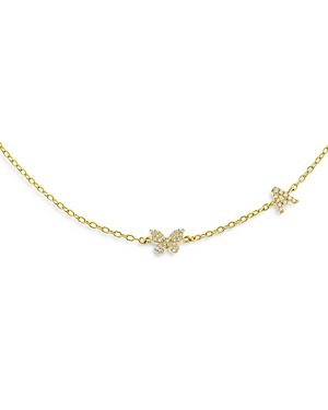 Shop Adinas Jewels Pave Butterfly & Initial Necklace, 15