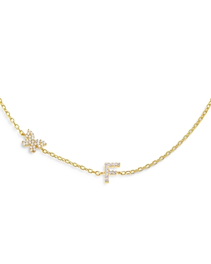 Shop Adinas Jewels Pave Butterfly & Initial Necklace, 15 In F
