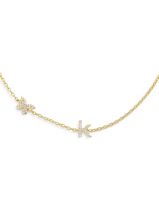 Adinas Jewels Pave Butterfly & Initial Necklace, 15