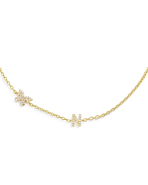 Adinas Jewels Pave Butterfly & Initial Necklace, 15