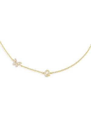 Adinas Jewels Pave Butterfly Initial Choker In Q