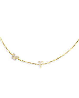 Shop Adinas Jewels Pave Butterfly & Initial Necklace, 15 In T