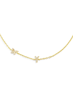 Adinas Jewels Pave Butterfly & Initial Necklace, 15 In Y
