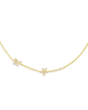 Adinas Jewels Pave Butterfly & Initial Necklace, 15