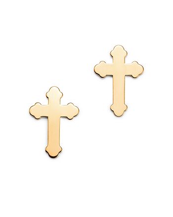 Bloomingdale's - Polished Cross Stud Earrings in 14K Yellow Gold - 100% Exclusive