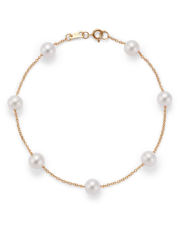 Bloomingdale's - Cultured Freshwater Pearl Station Bracelet in 14K Yellow Gold - 100% Exclusive